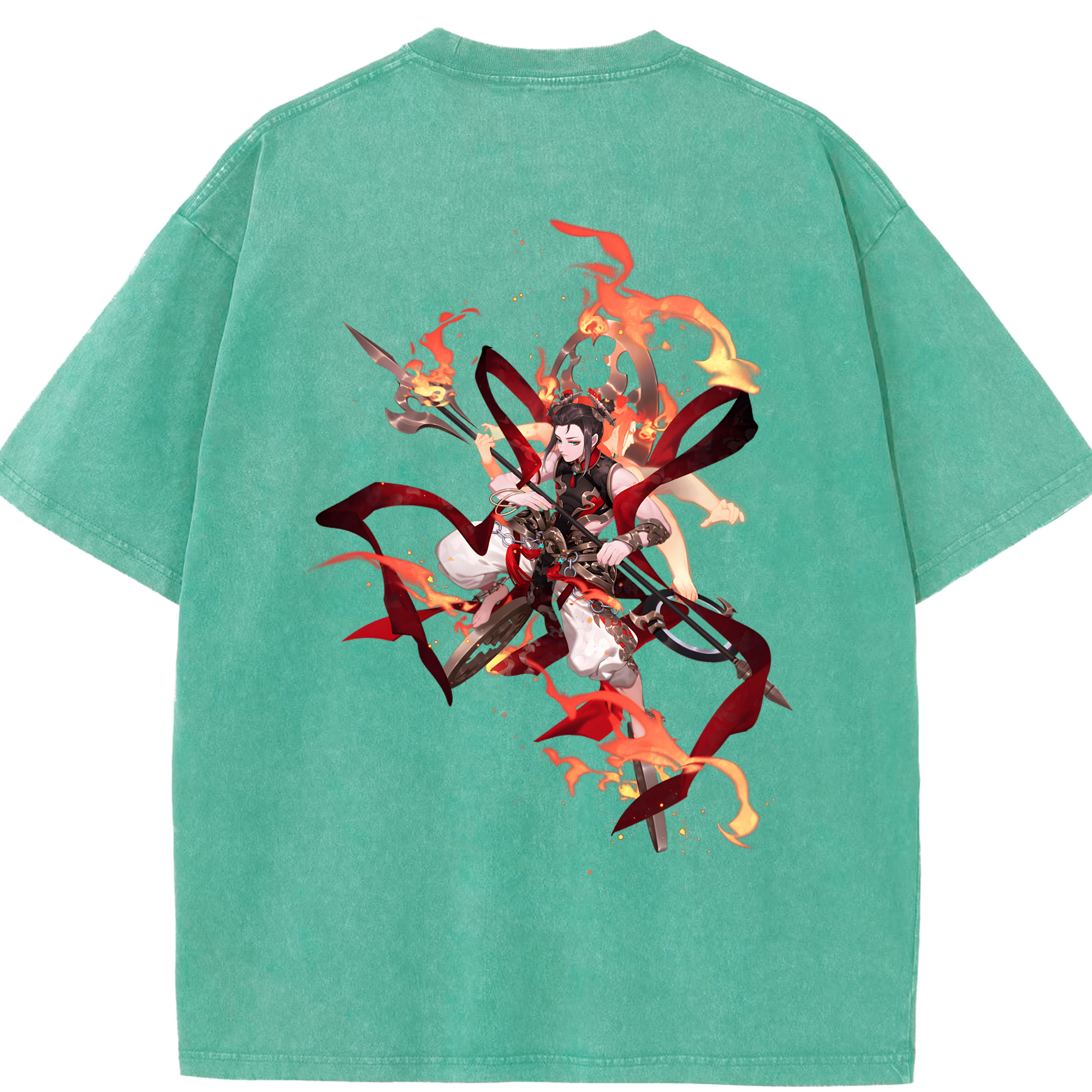 （画像用） Ne Zha 2 ナタ 魔童の大暴れ 綿100% ヴィンテージ風 半袖Tシャツ（背面プリント）